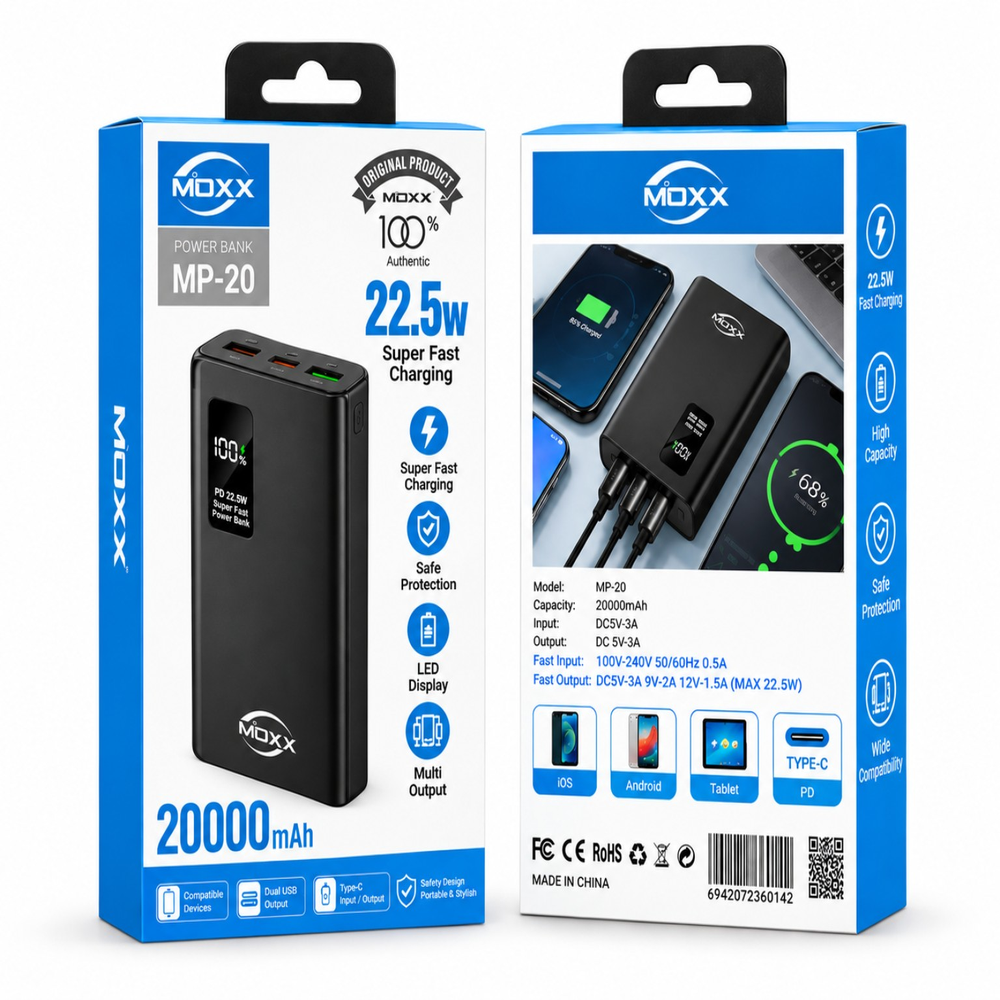 MOXX MP-20 20000mAh 22.5W Fast Charging Power Bank